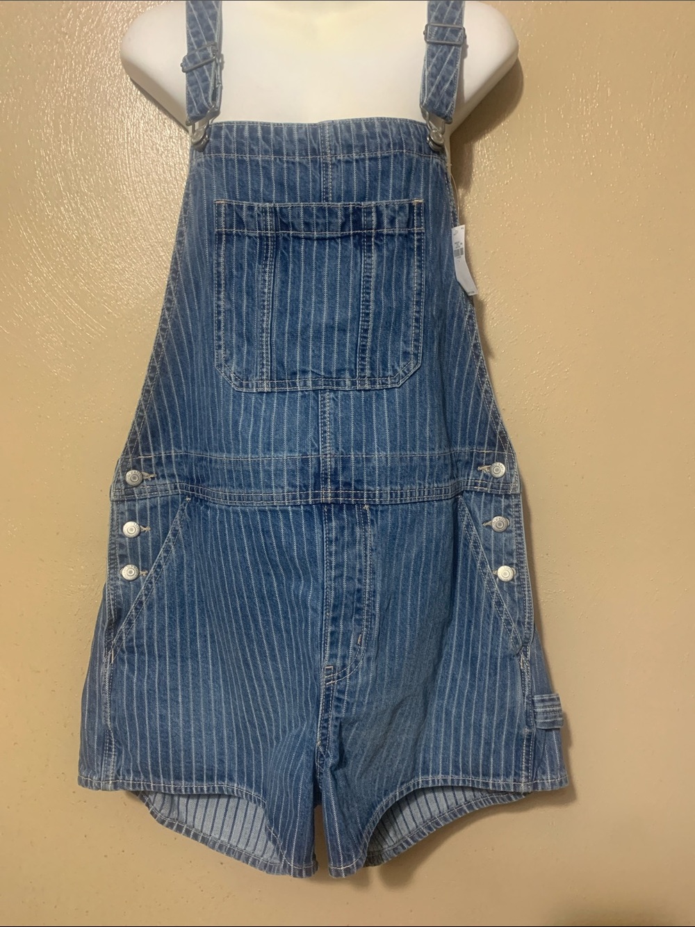 Old Navy size L denim striped romper NWT